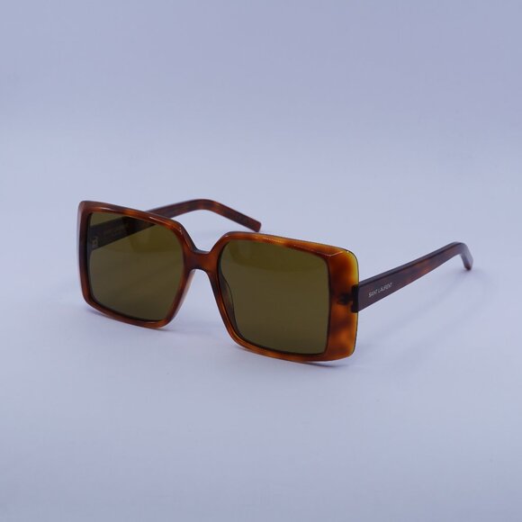 Saint Laurent SL451 005 Sunglasses Light Havana Square Frame, Brown Lenses - Picture 1 of 11